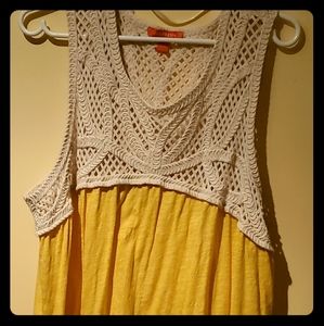 Yellow sundress with crochet neckline